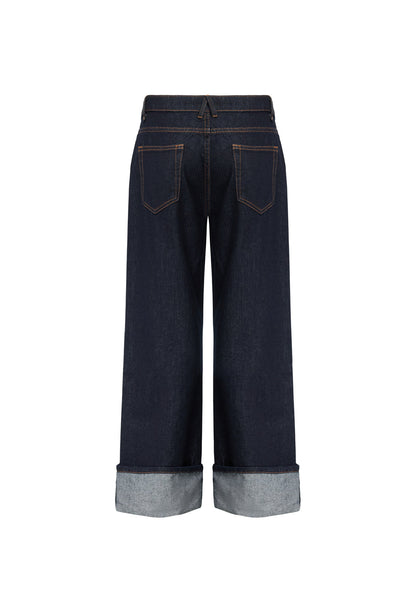 Lioness Fashion Top Pick TOP MODEL CUFFED JEAN - DARK DENIM