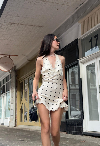 Lioness Fashion Popular STARS ALIGN MINI DRESS - CREAM POLKA