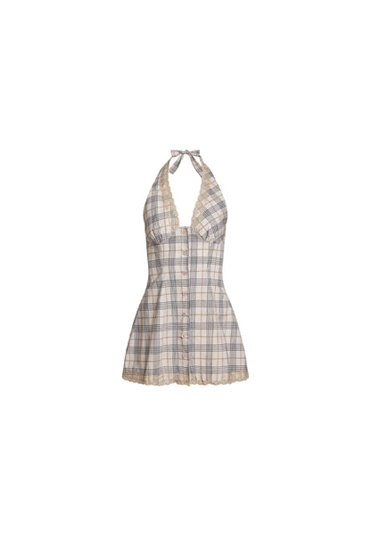 Lioness Fashion Exclusive CHARMED MINI DRESS - BEIGE PLAID